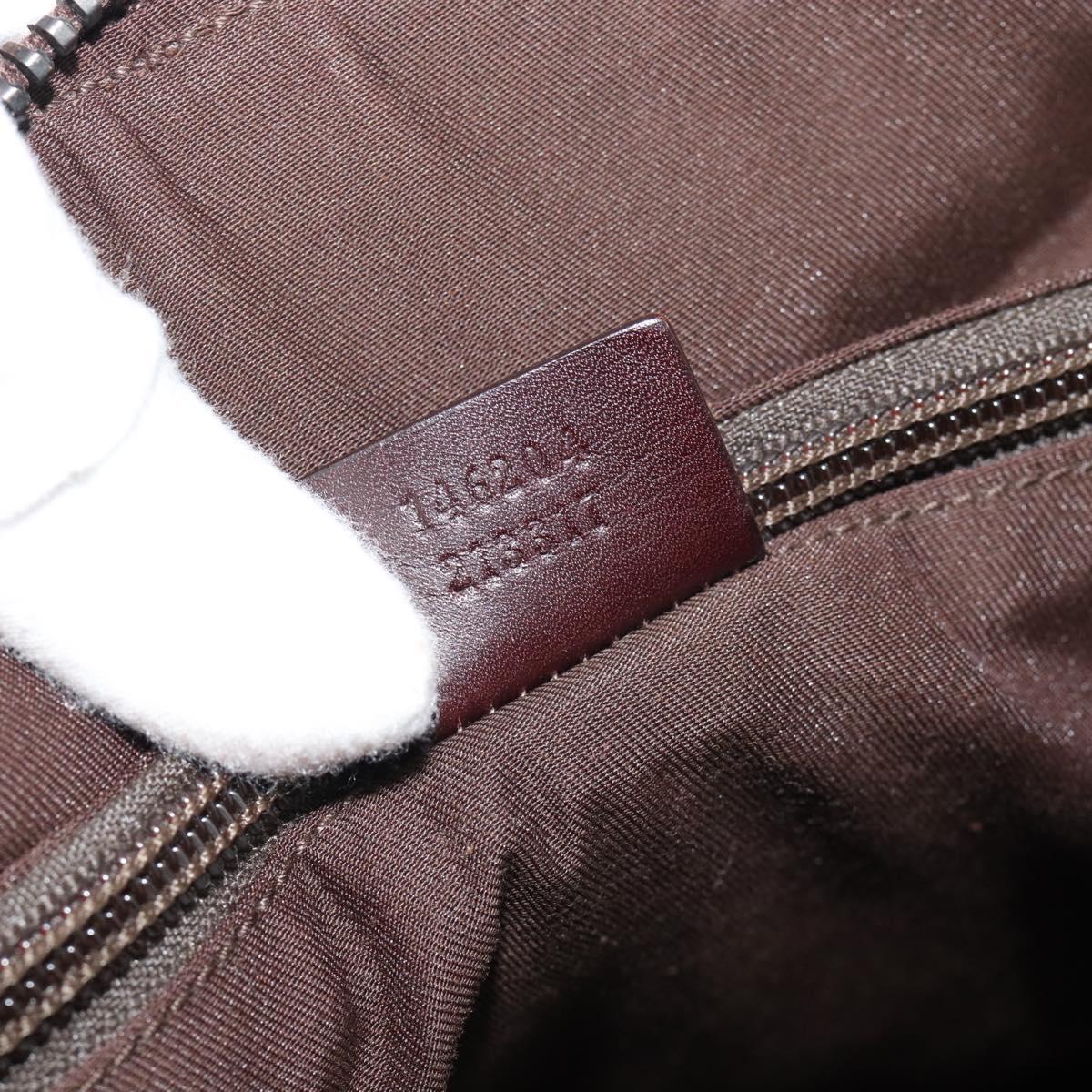 GUCCI Guccissima GG Canvas Boston Bag Leather Bordeaux Silver 146204 Auth 190589