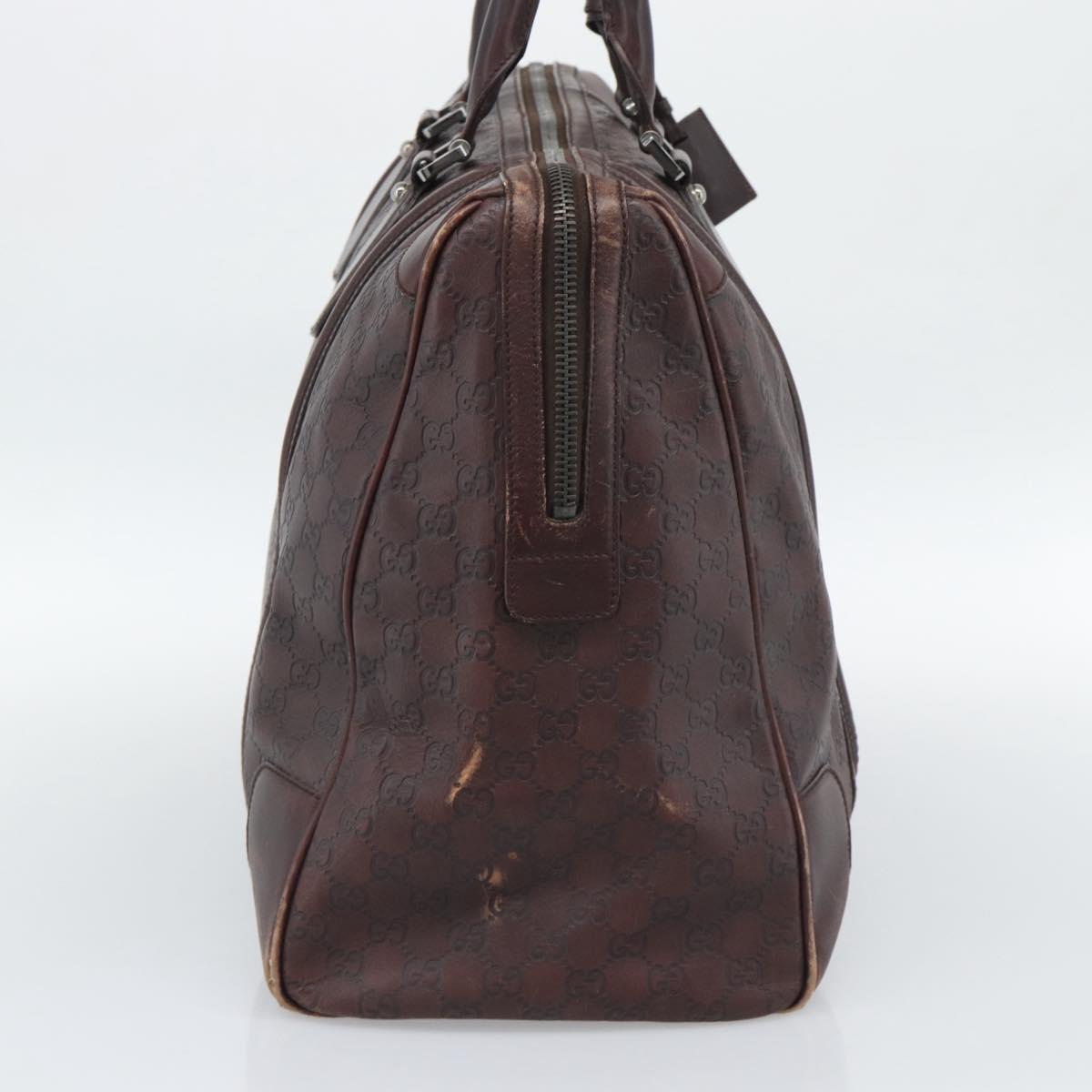 GUCCI Guccissima GG Canvas Boston Bag Leather Bordeaux Silver 146204 Auth 190589