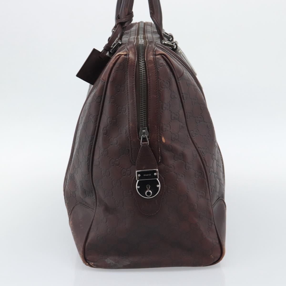 GUCCI Guccissima GG Canvas Boston Bag Leather Bordeaux Silver 146204 Auth 190589