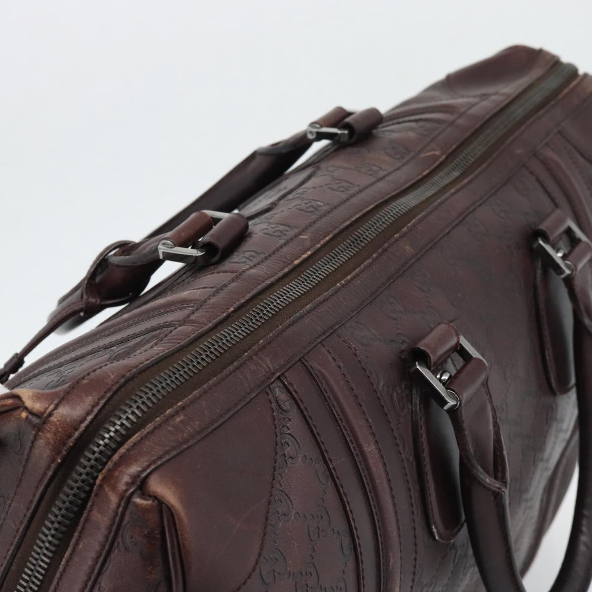 GUCCI Guccissima GG Canvas Boston Bag Leather Bordeaux Silver 146204 Auth 190589