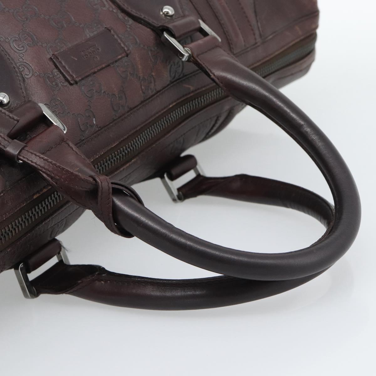 GUCCI Guccissima GG Canvas Boston Bag Leather Bordeaux Silver 146204 Auth 190589