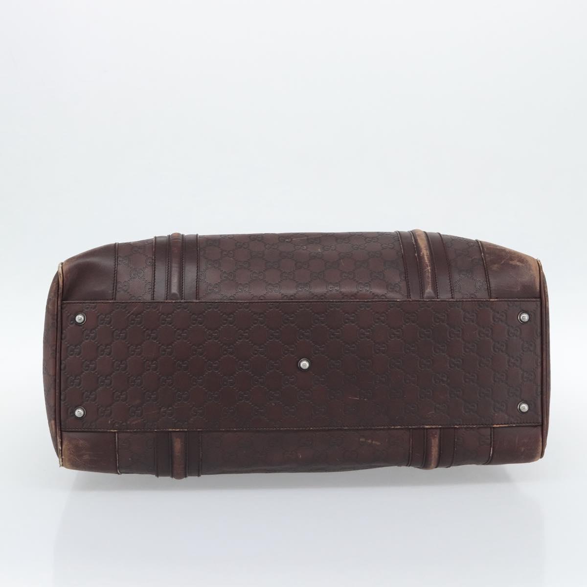 GUCCI Guccissima GG Canvas Boston Bag Leather Bordeaux Silver 146204 Auth 190589