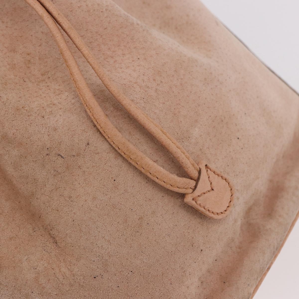 GUCCI Bamboo Hand Bag Suede Beige Gold 001 2865 Auth 190592
