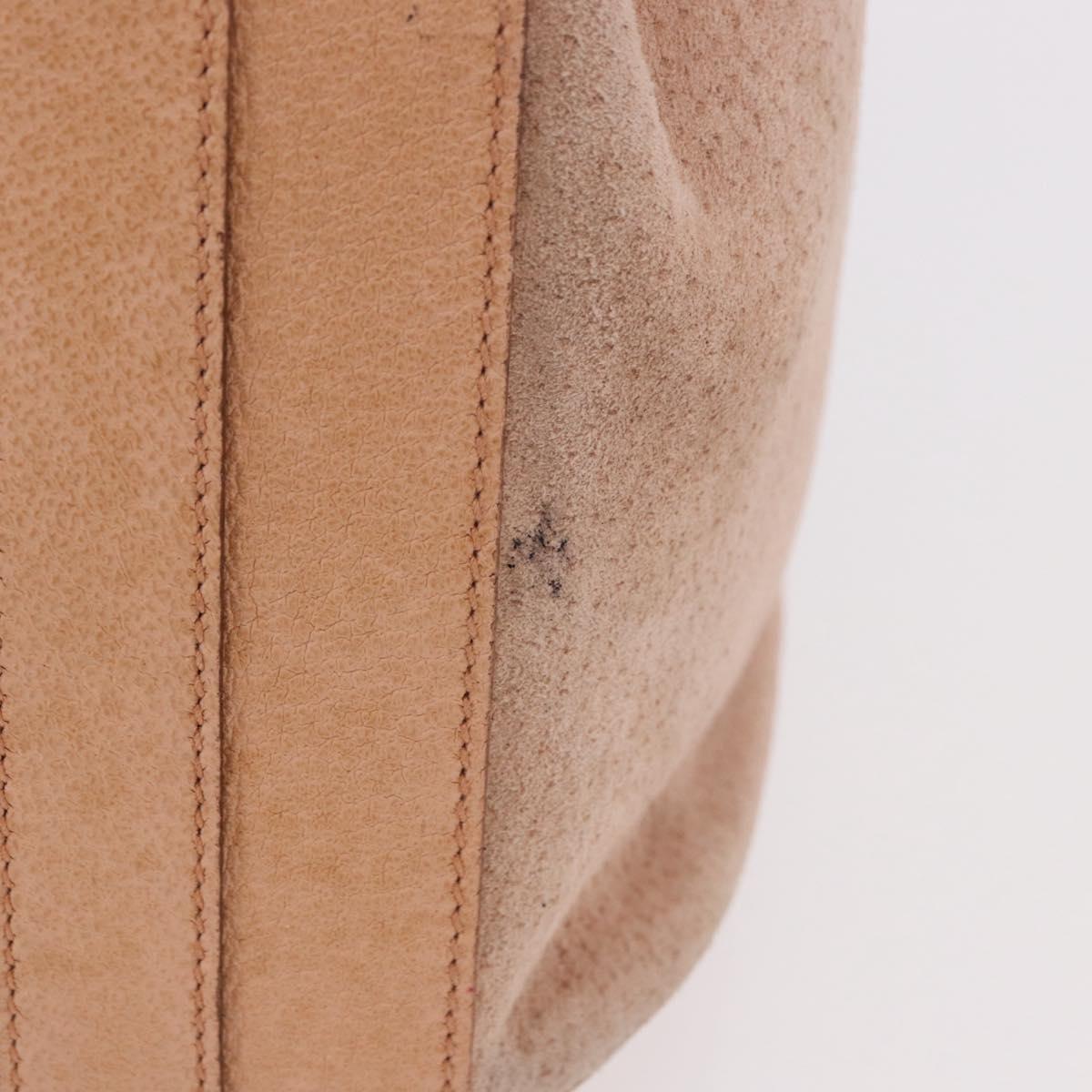 GUCCI Bamboo Hand Bag Suede Beige Gold 001 2865 Auth 190592