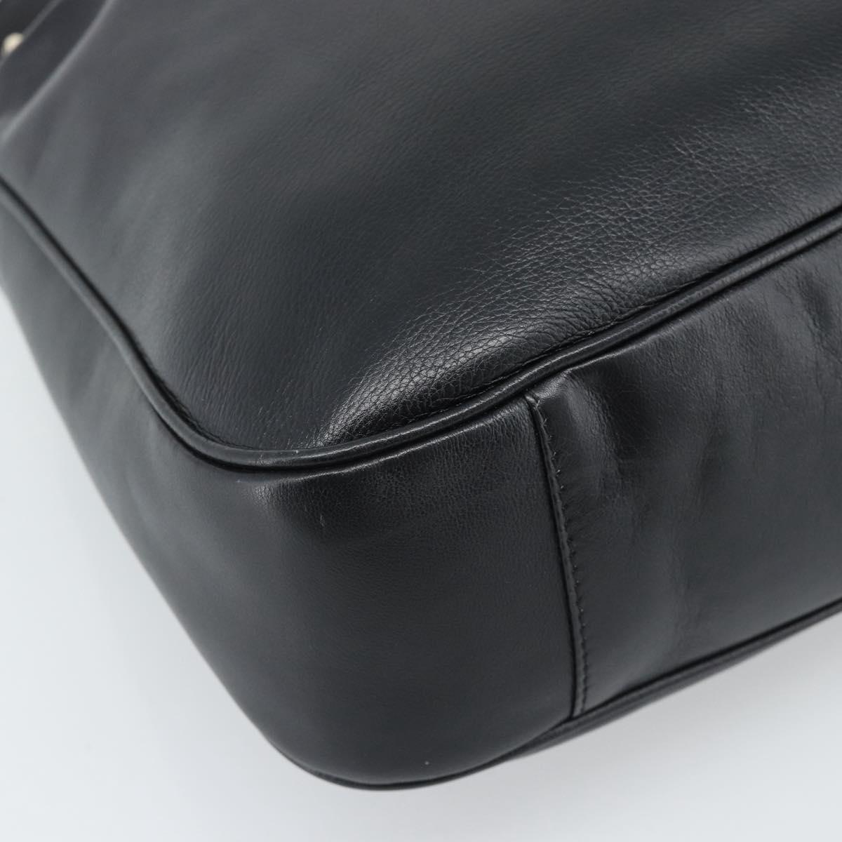 GUCCI Bamboo Hand Bag Leather 2way Black Gold 001 1998 Auth 190593