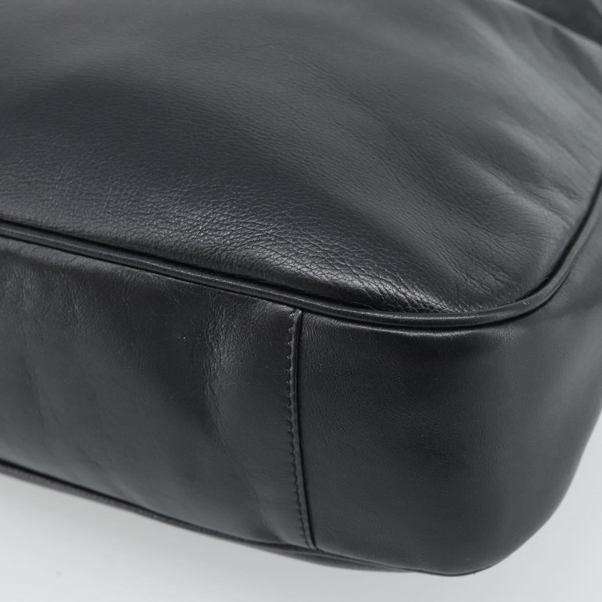 GUCCI Bamboo Hand Bag Leather 2way Black Gold 001 1998 Auth 190593