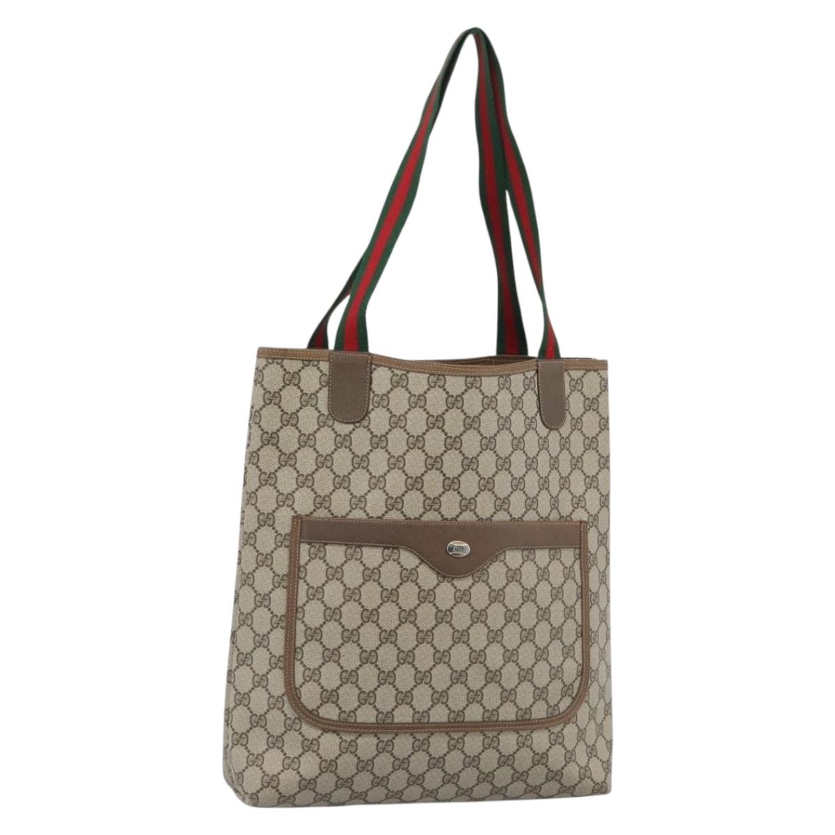 GUCCI GG Supreme Tote Bag PVC Beige 39 02 003 Auth 190595A
