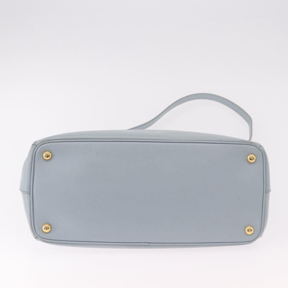 PRADA Hand Bag Saffiano 2way Light Blue Gold Auth 190596V