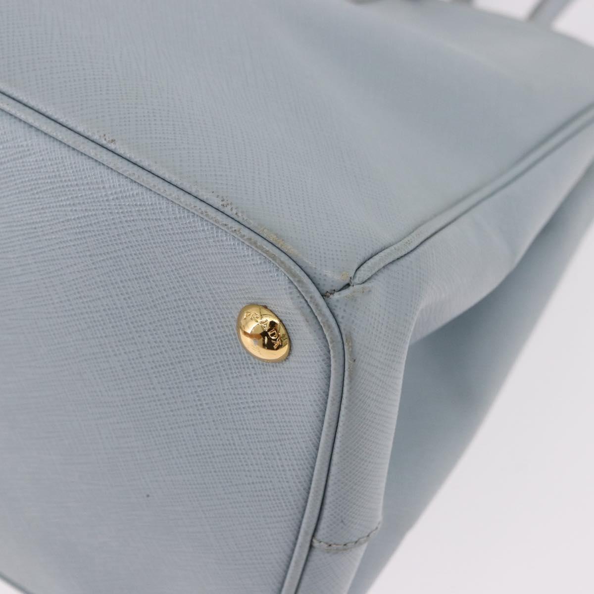 PRADA Hand Bag Saffiano 2way Light Blue Gold Auth 190596V