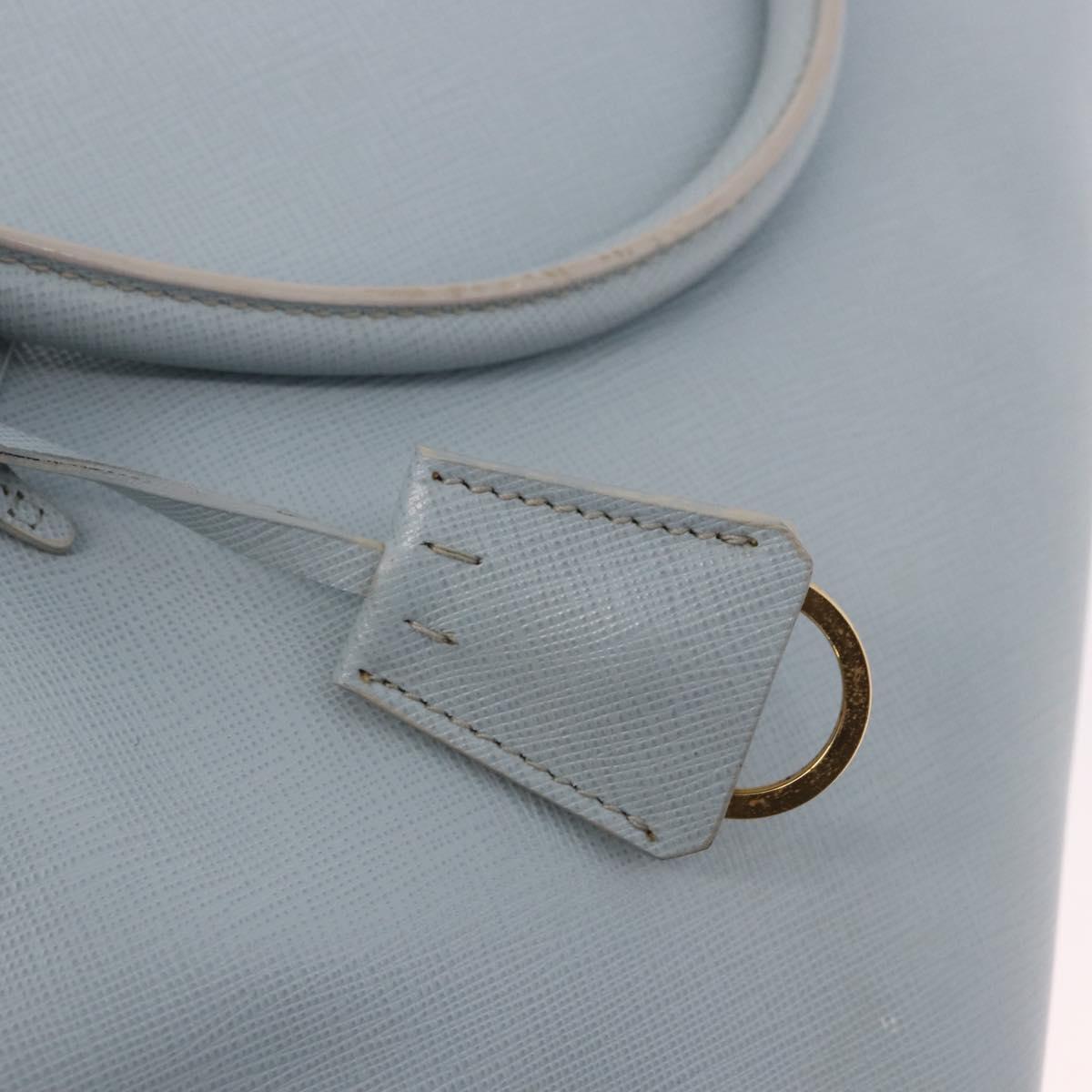 PRADA Hand Bag Saffiano 2way Light Blue Gold Auth 190596V