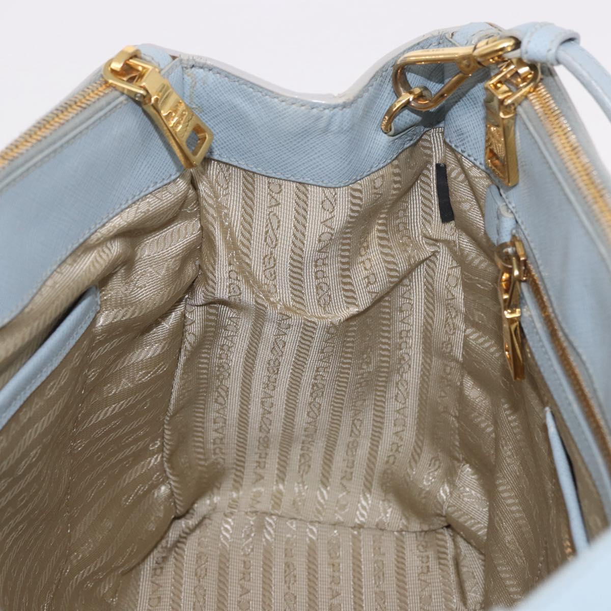 PRADA Hand Bag Saffiano 2way Light Blue Gold Auth 190596V