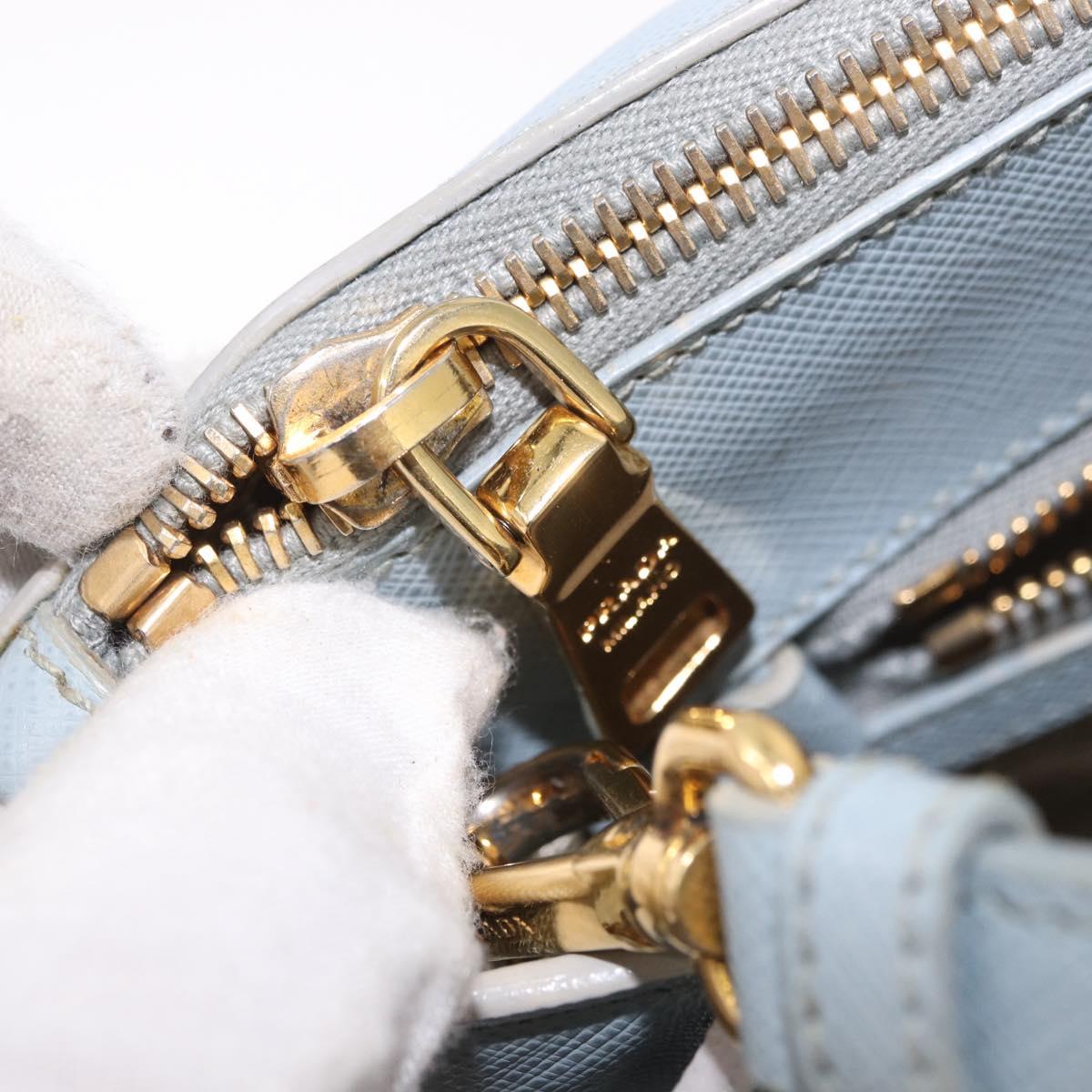 PRADA Hand Bag Saffiano 2way Light Blue Gold Auth 190596V