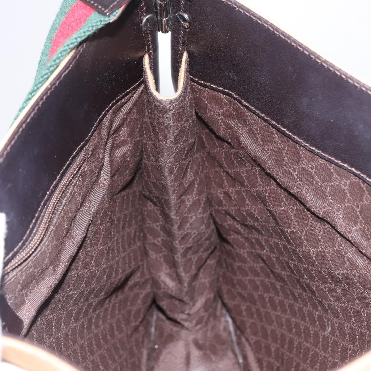 GUCCI Shoulder Bag Canvas Beige Silver 001 4321 Auth 190598