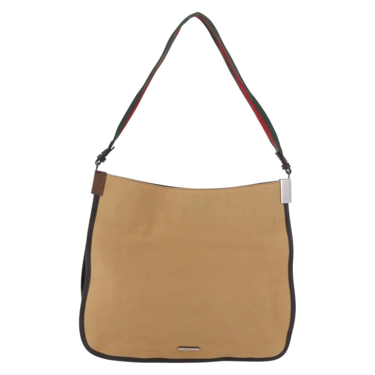 GUCCI Shoulder Bag Canvas Beige Silver 001 4321 Auth 190598