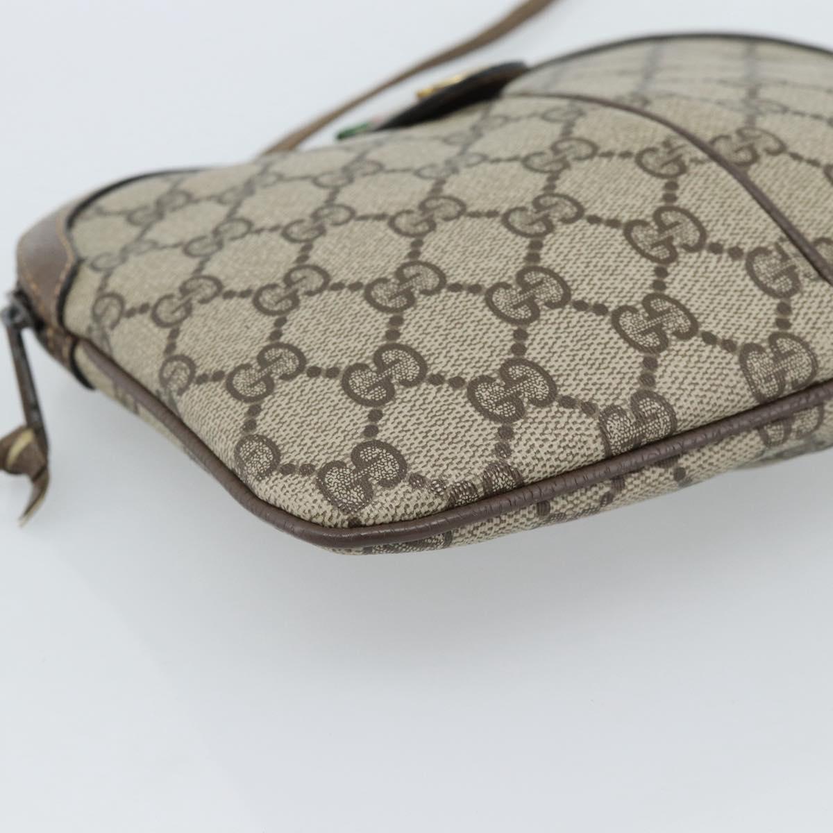 GUCCI GG Supreme Web Sherry Line Bag PVC Beige Gold 904 02 047 Auth 190600