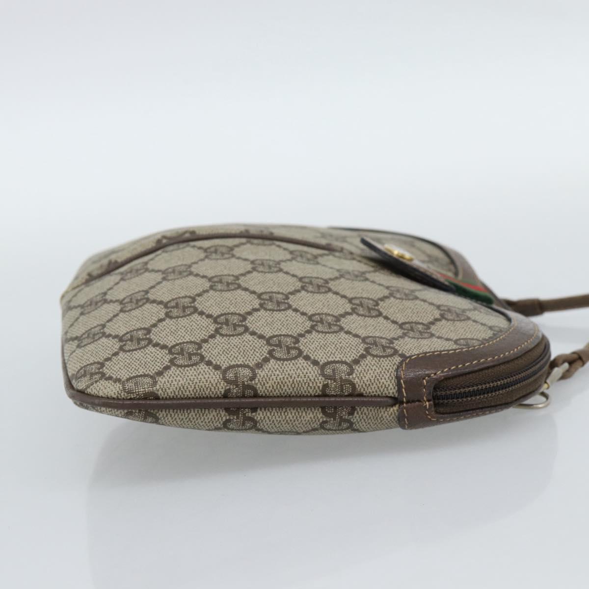 GUCCI GG Supreme Web Sherry Line Bag PVC Beige Gold 904 02 047 Auth 190600