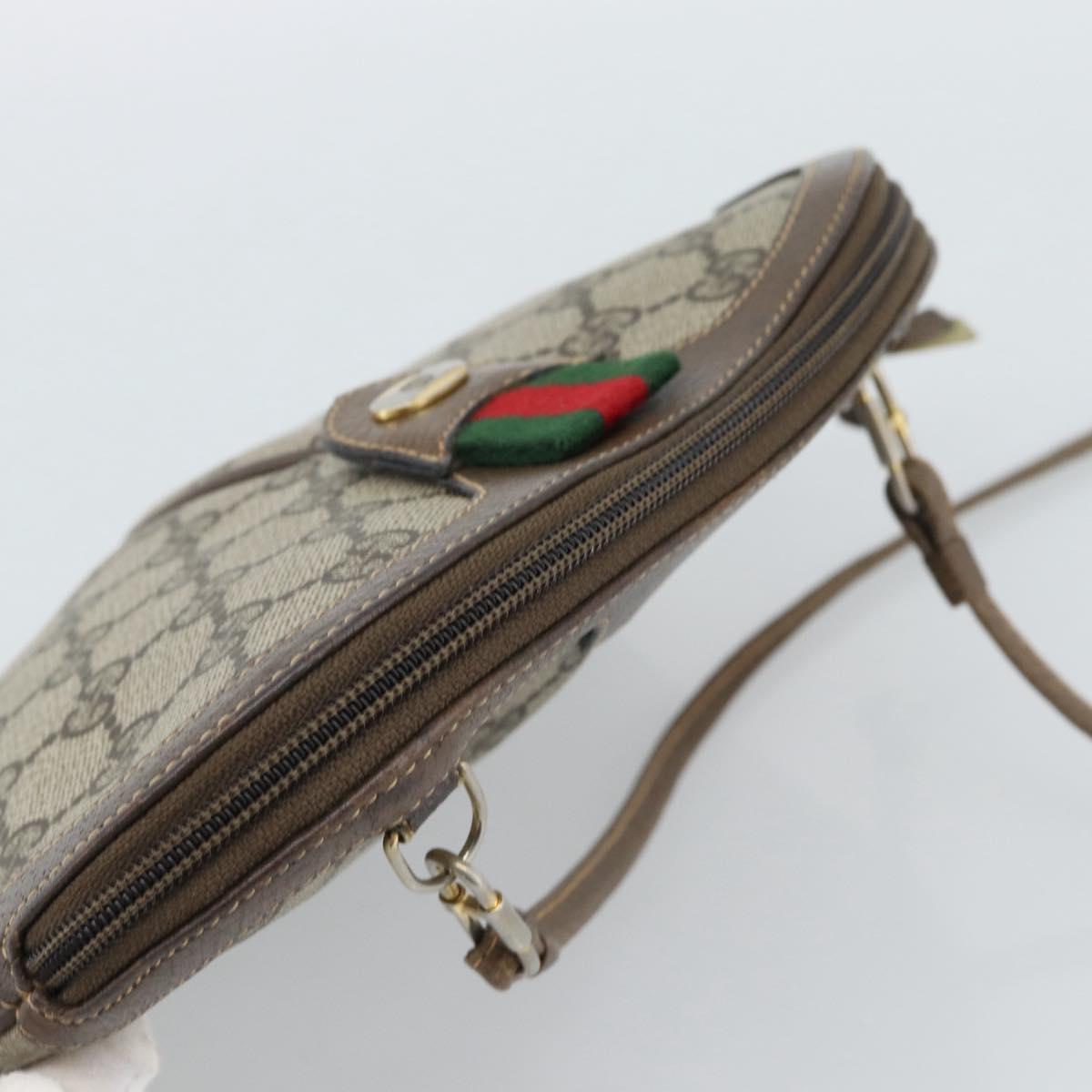 GUCCI GG Supreme Web Sherry Line Bag PVC Beige Gold 904 02 047 Auth 190600