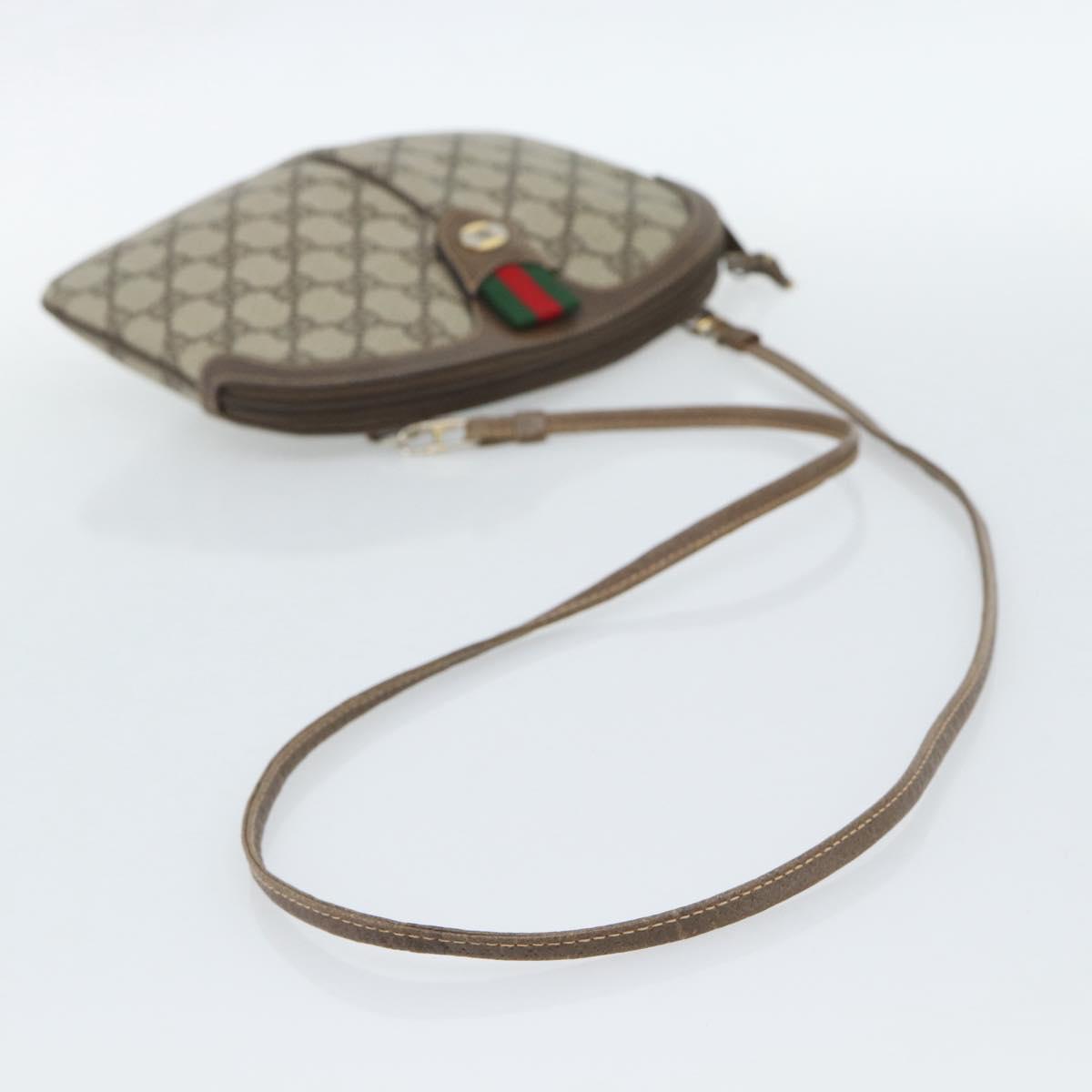GUCCI GG Supreme Web Sherry Line Bag PVC Beige Gold 904 02 047 Auth 190600