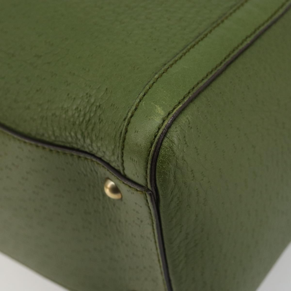 Salvatore Ferragamo Gancini Tote Bag Leather Green Gold Auth 190603A
