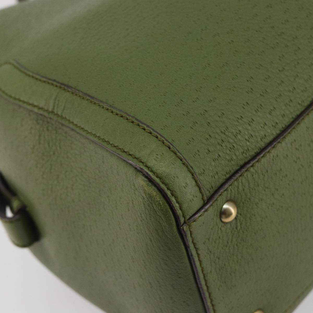 Salvatore Ferragamo Gancini Tote Bag Leather Green Gold Auth 190603A