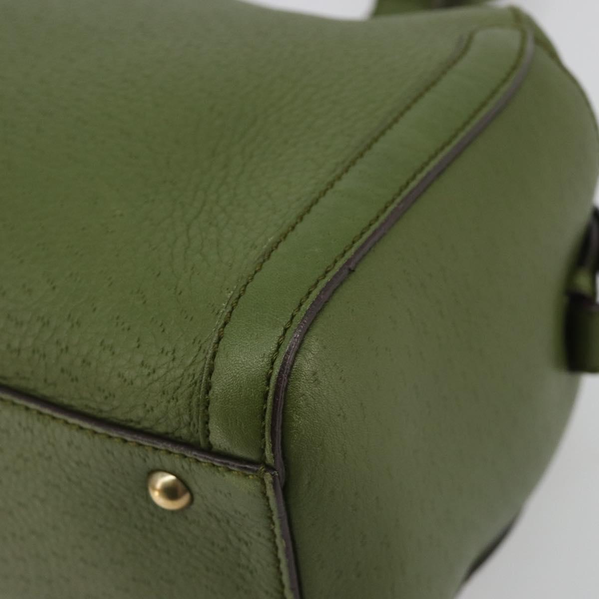 Salvatore Ferragamo Gancini Tote Bag Leather Green Gold Auth 190603A