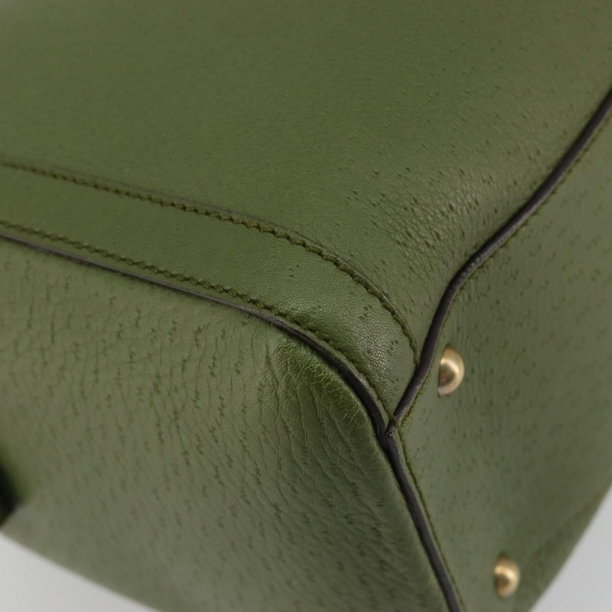 Salvatore Ferragamo Gancini Tote Bag Leather Green Gold Auth 190603A