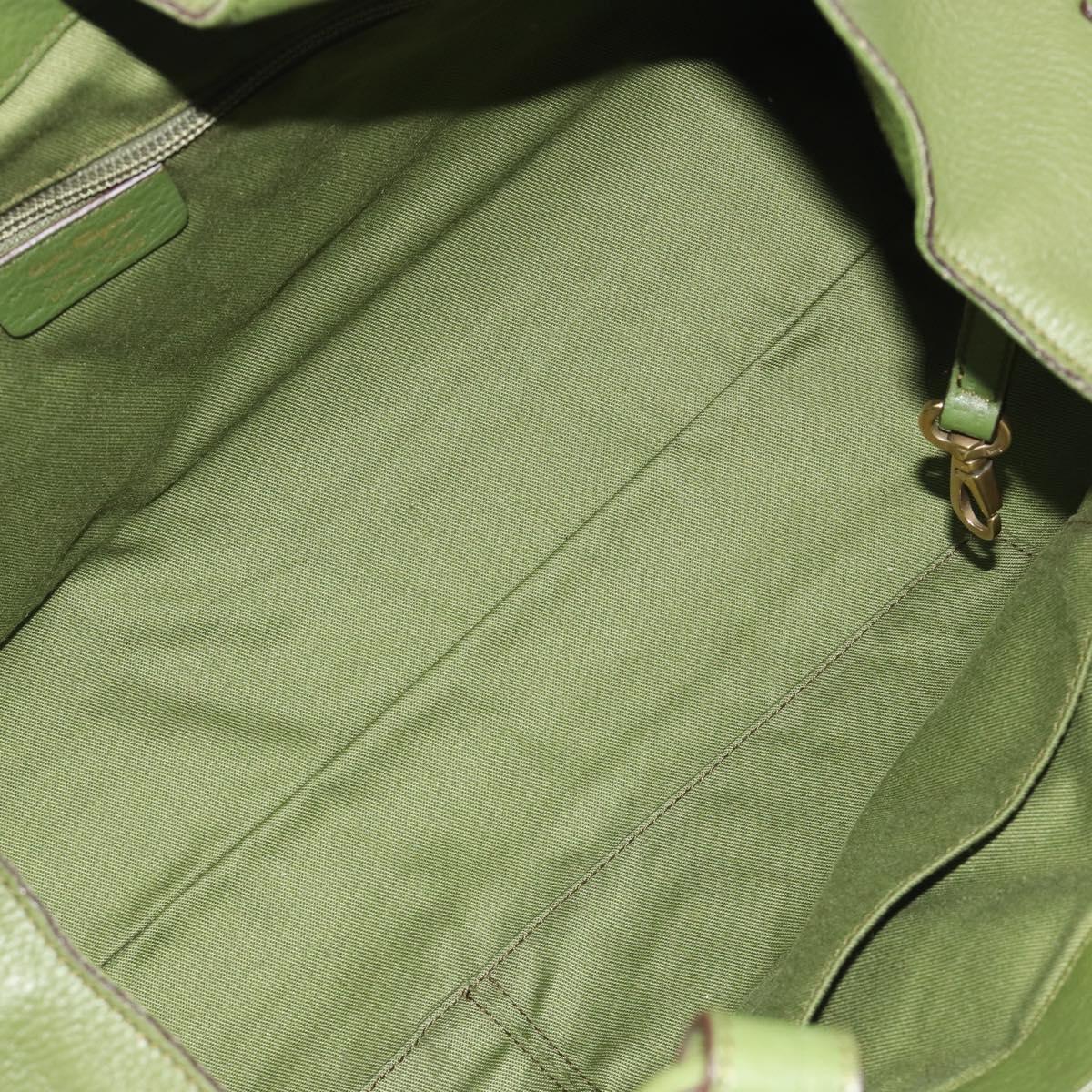 Salvatore Ferragamo Gancini Tote Bag Leather Green Gold Auth 190603A