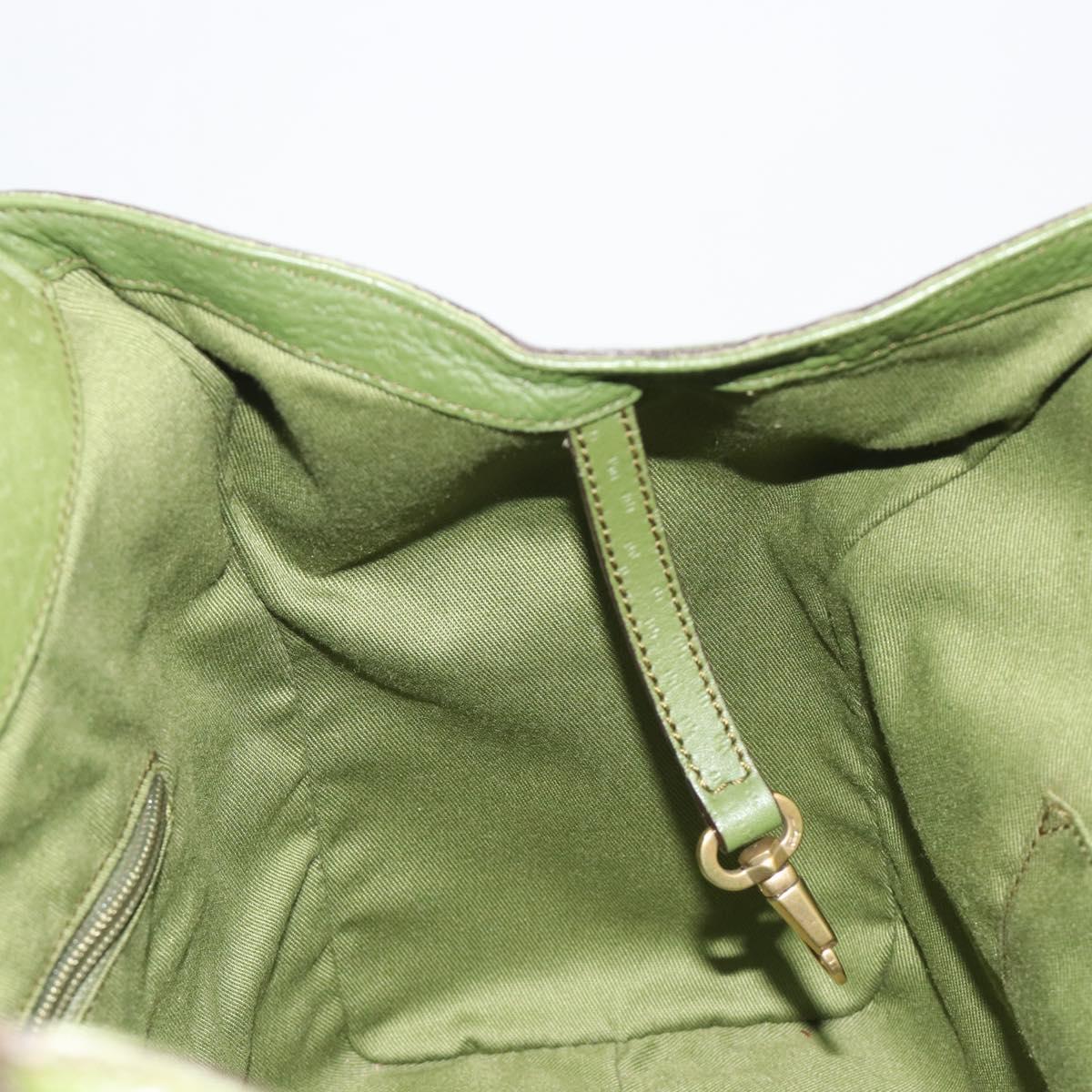 Salvatore Ferragamo Gancini Tote Bag Leather Green Gold Auth 190603A