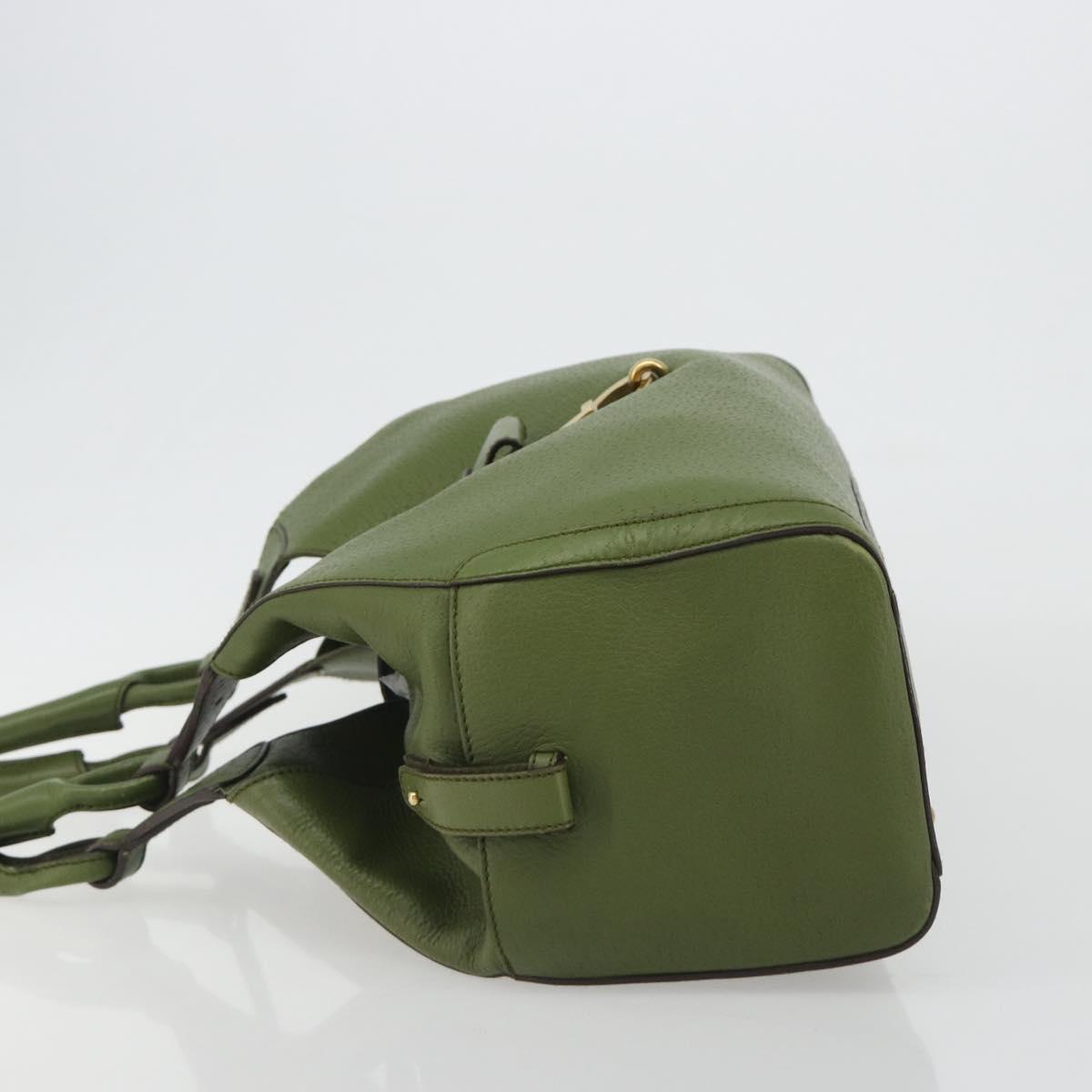 Salvatore Ferragamo Gancini Tote Bag Leather Green Gold Auth 190603A
