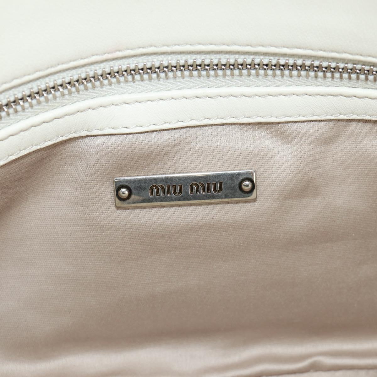 Miu Miu Chain Shoulder Bag Fur White Silver Auth 190605M