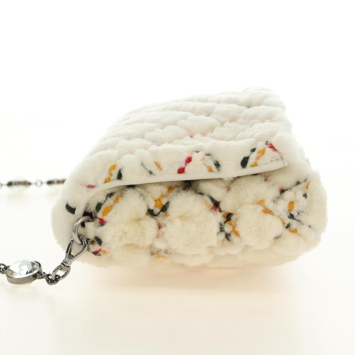 Miu Miu Chain Shoulder Bag Fur White Silver Auth 190605M