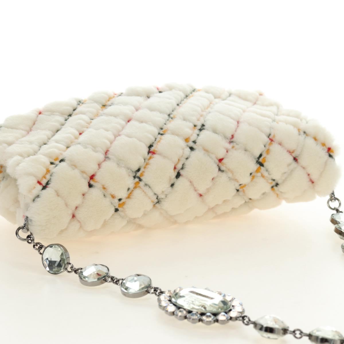 Miu Miu Chain Shoulder Bag Fur White Silver Auth 190605M