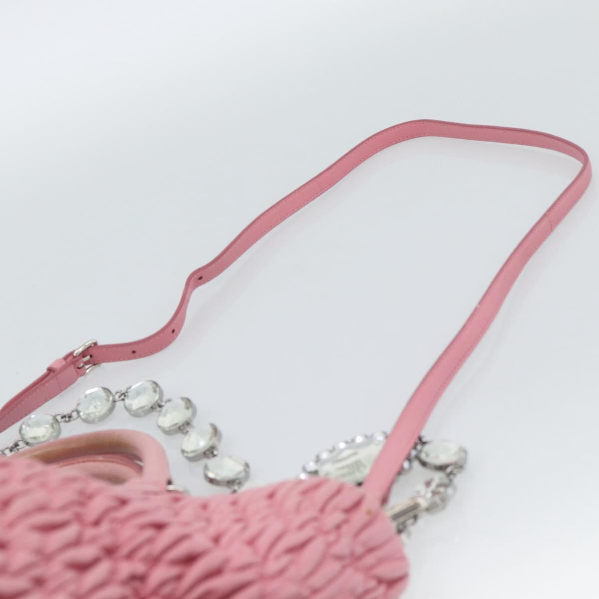 Miu Miu Matelasse Chain Shoulder Bag Leather 2way Pink Silver Auth 190606