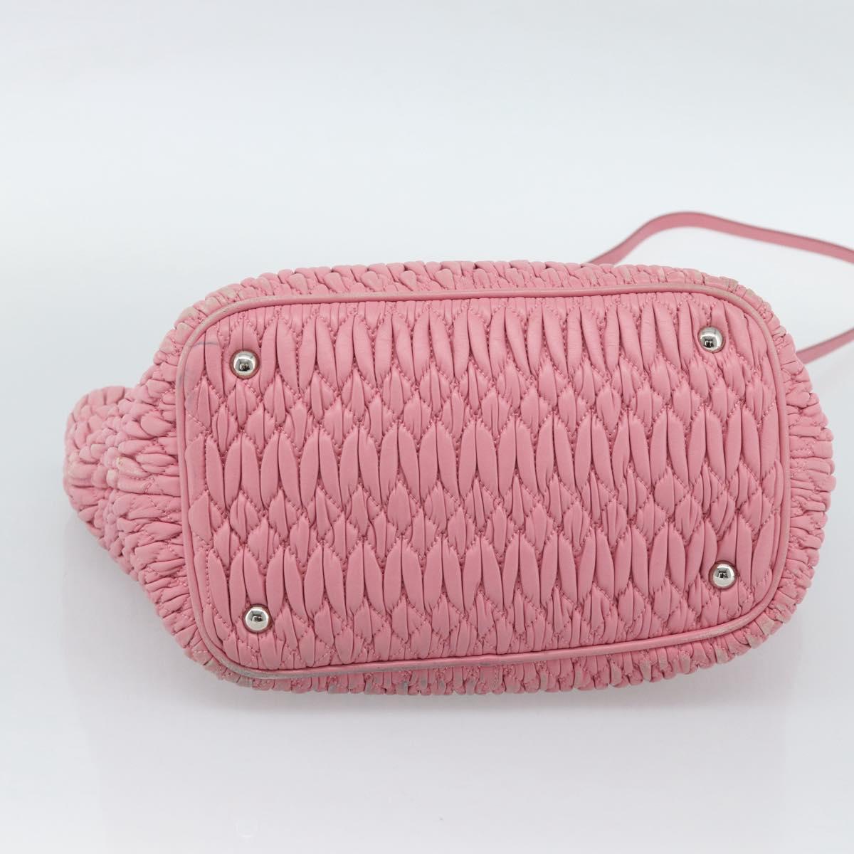 Miu Miu Matelasse Chain Shoulder Bag Leather 2way Pink Silver Auth 190606