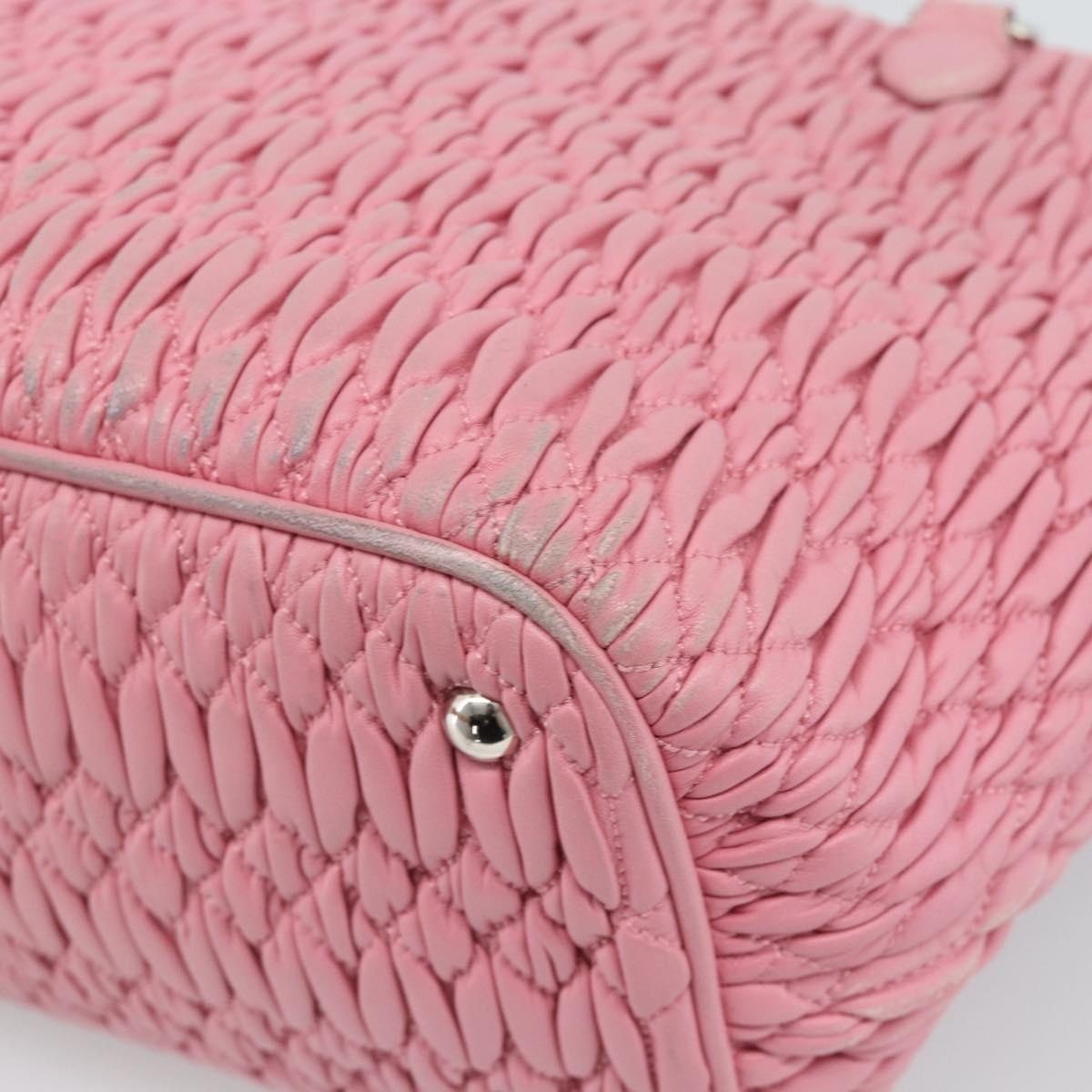 Miu Miu Matelasse Chain Shoulder Bag Leather 2way Pink Silver Auth 190606