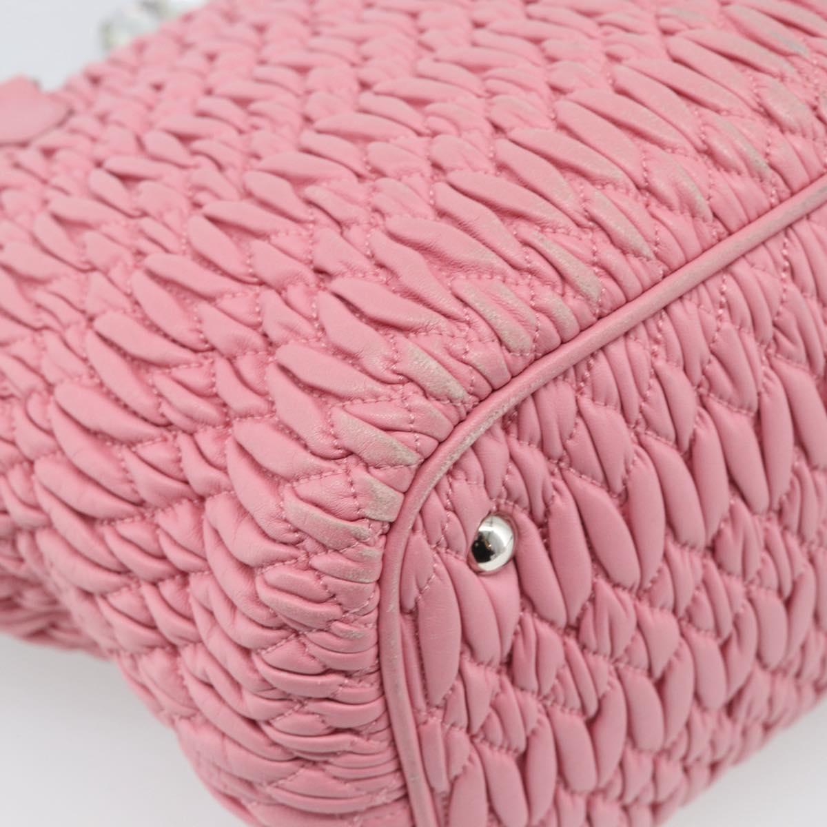 Miu Miu Matelasse Chain Shoulder Bag Leather 2way Pink Silver Auth 190606