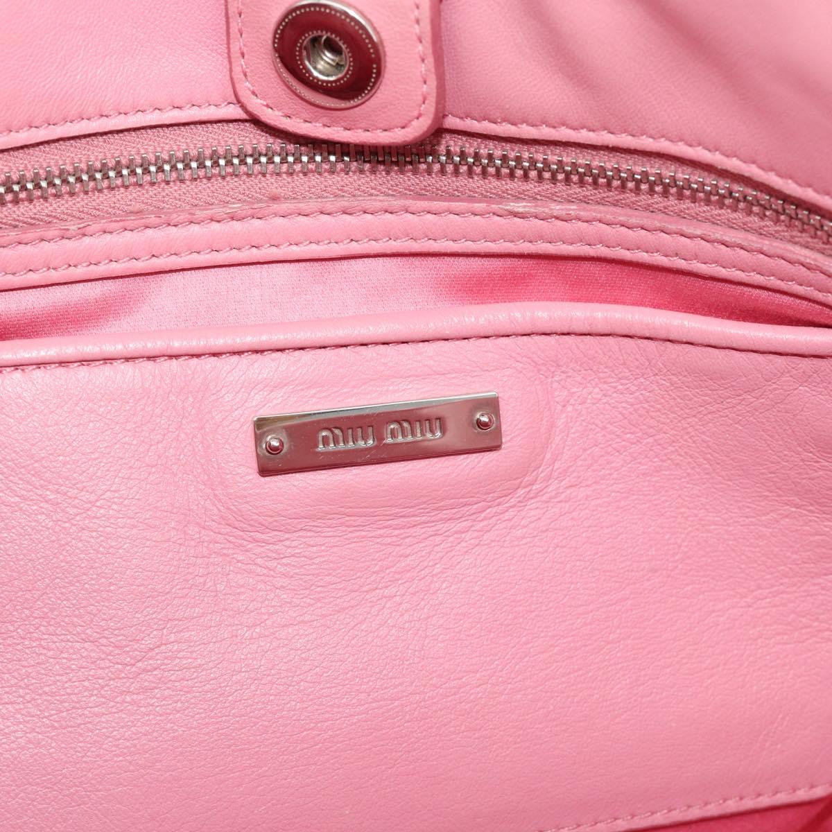 Miu Miu Matelasse Chain Shoulder Bag Leather 2way Pink Silver Auth 190606