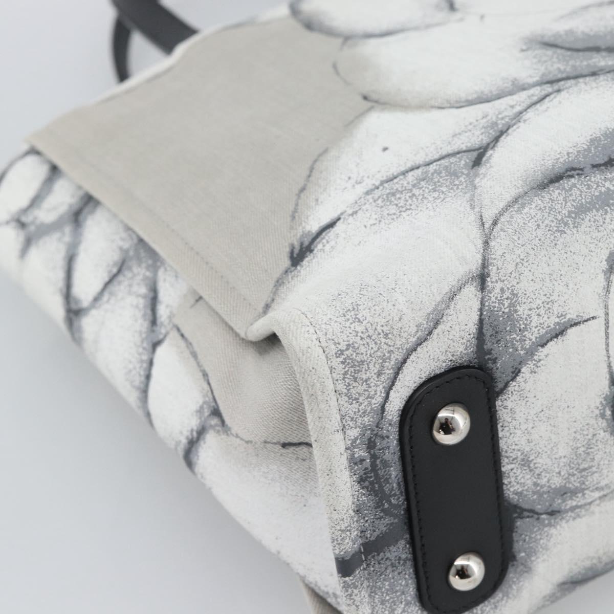 CHANEL Camelia Tote Bag Canvas White Silver CC Auth 190607V