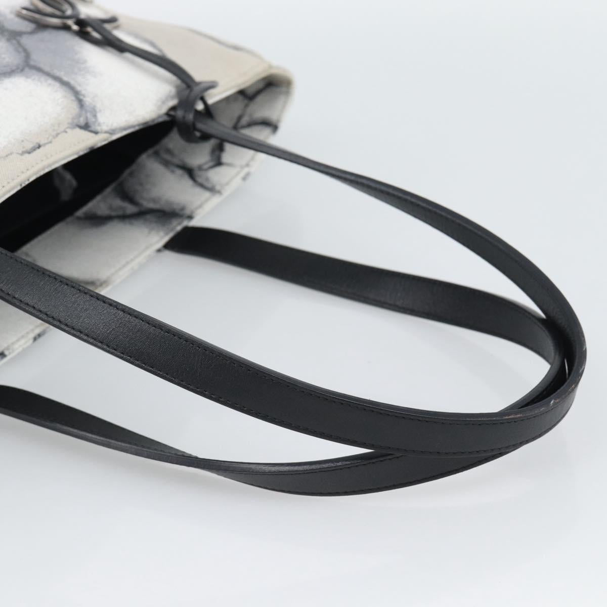 CHANEL Camelia Tote Bag Canvas White Silver CC Auth 190607V
