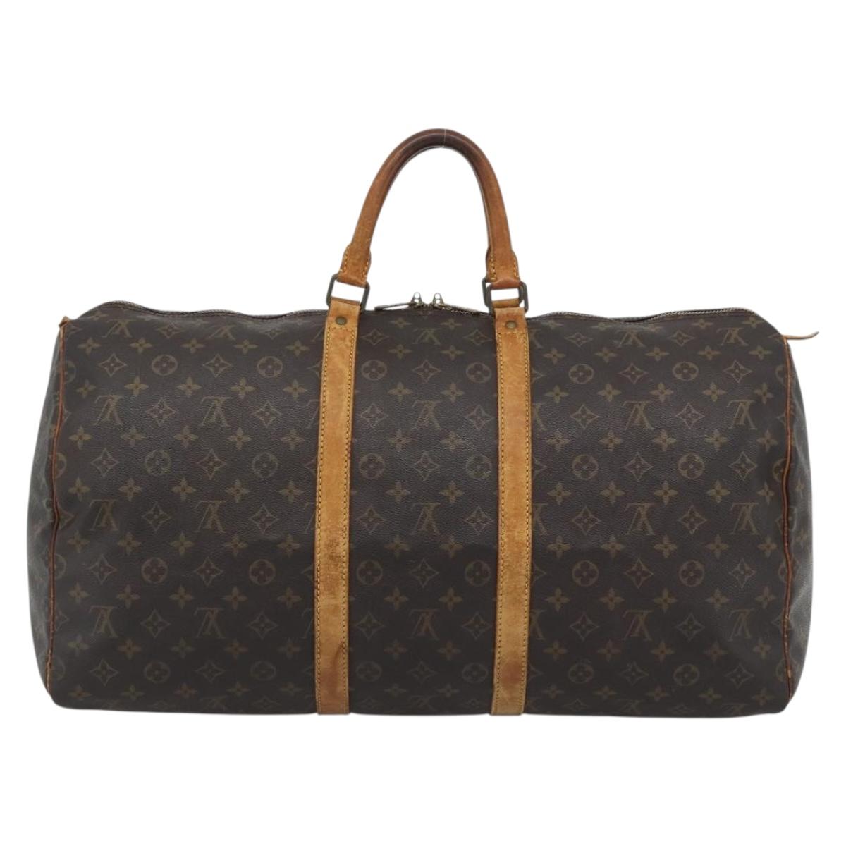 LOUIS VUITTON Monogram Keepall 55 Boston Bag M41424 LV Auth 190609
