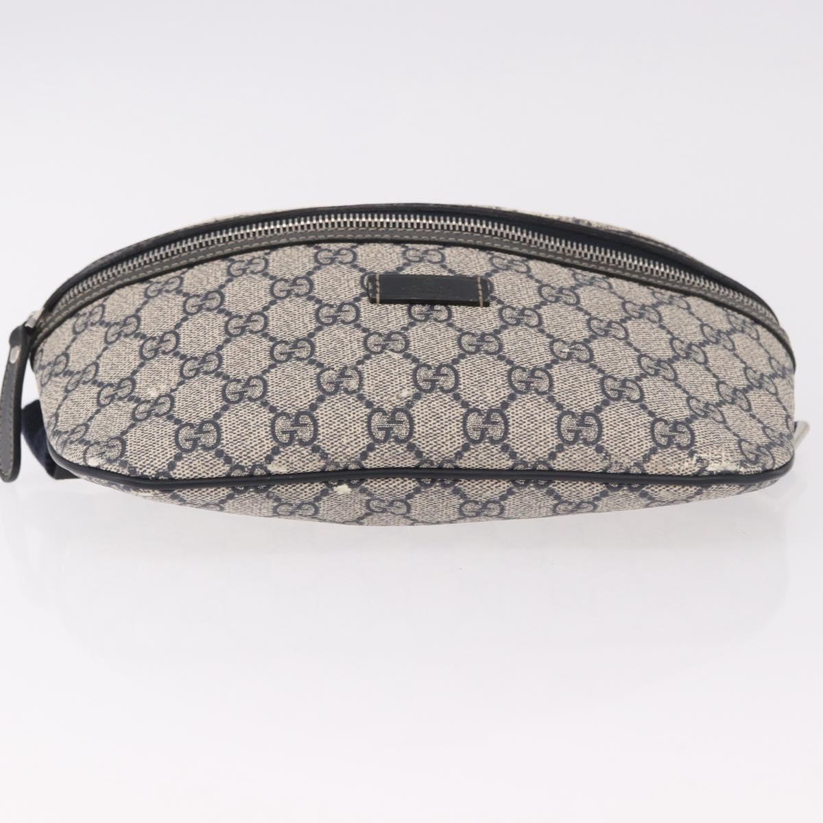 GUCCI GG Supreme Waist Bag PVC Navy Silver 233269 Auth 190610