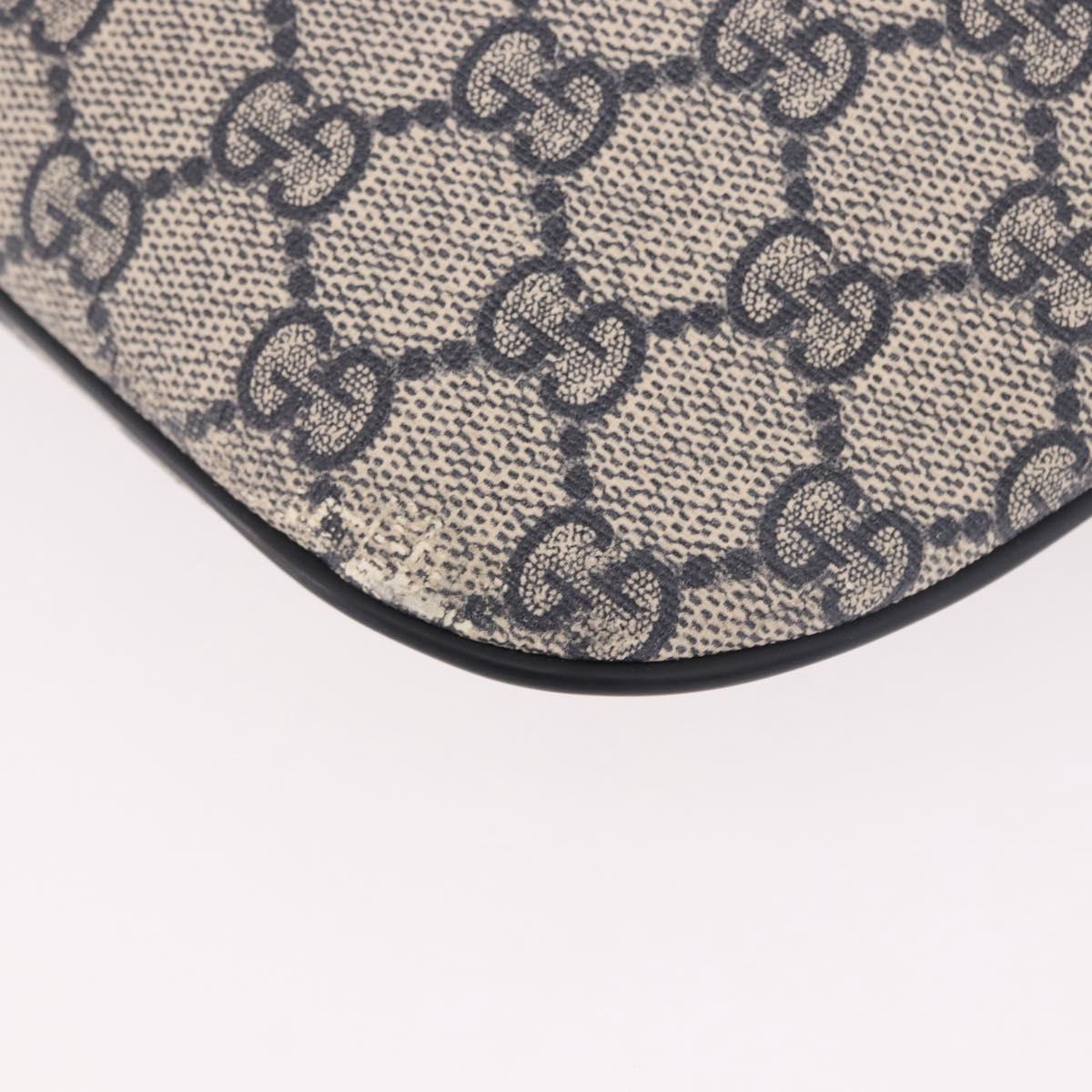 GUCCI GG Supreme Waist Bag PVC Navy Silver 233269 Auth 190610
