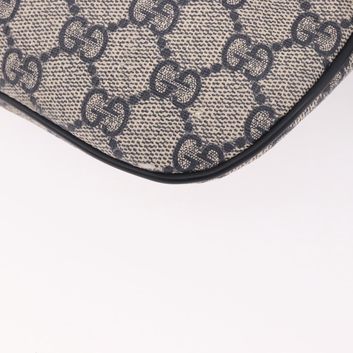 GUCCI GG Supreme Waist Bag PVC Navy Silver 233269 Auth 190610