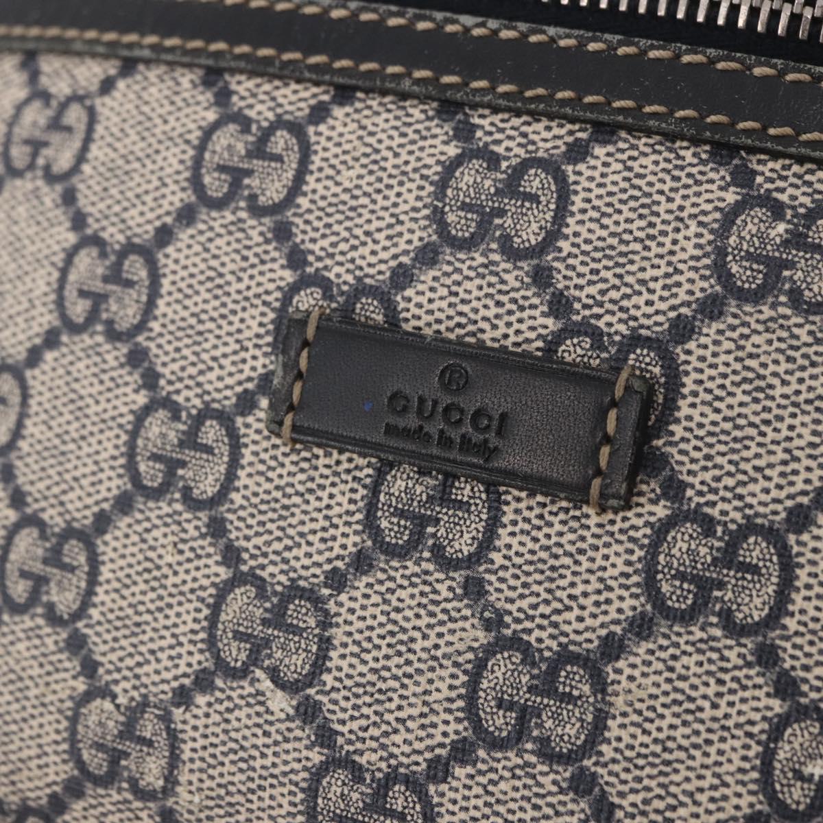 GUCCI GG Supreme Waist Bag PVC Navy Silver 233269 Auth 190610
