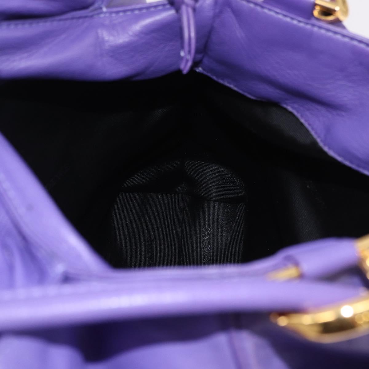 LOEWE Shoulder Bag Leather Purple Gold Auth 190612V