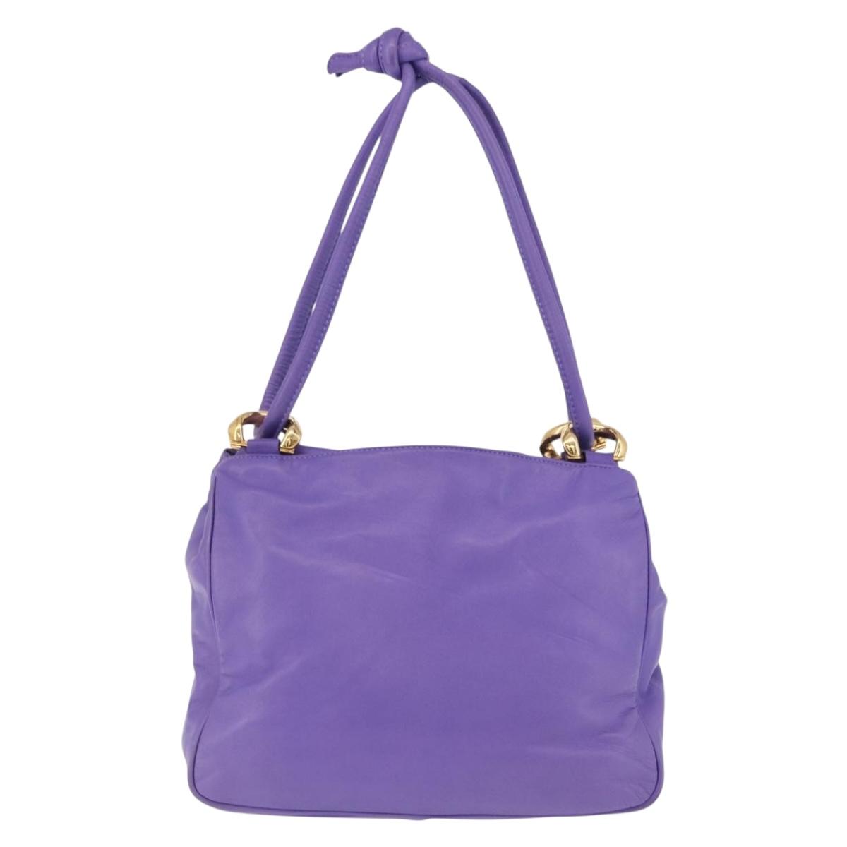 LOEWE Shoulder Bag Leather Purple Gold Auth 190612V