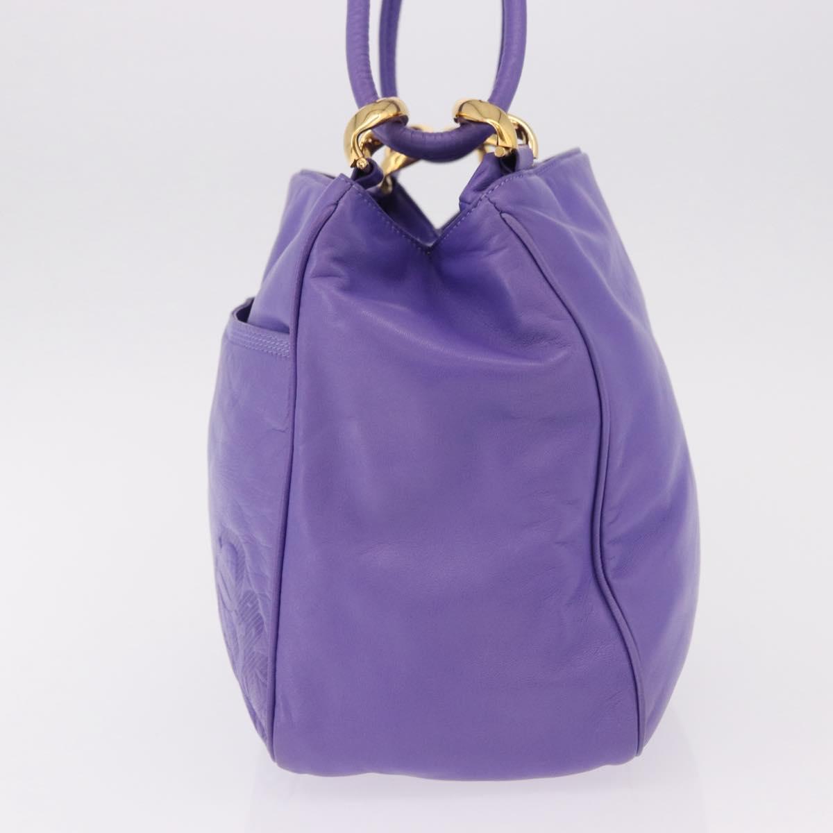 LOEWE Shoulder Bag Leather Purple Gold Auth 190612V