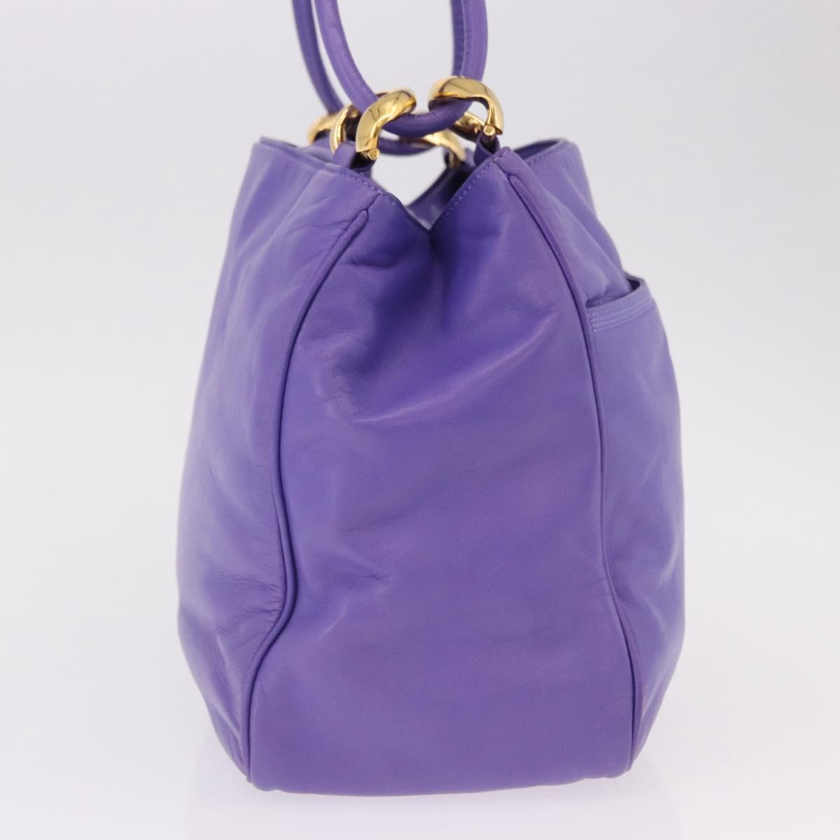 LOEWE Shoulder Bag Leather Purple Gold Auth 190612V