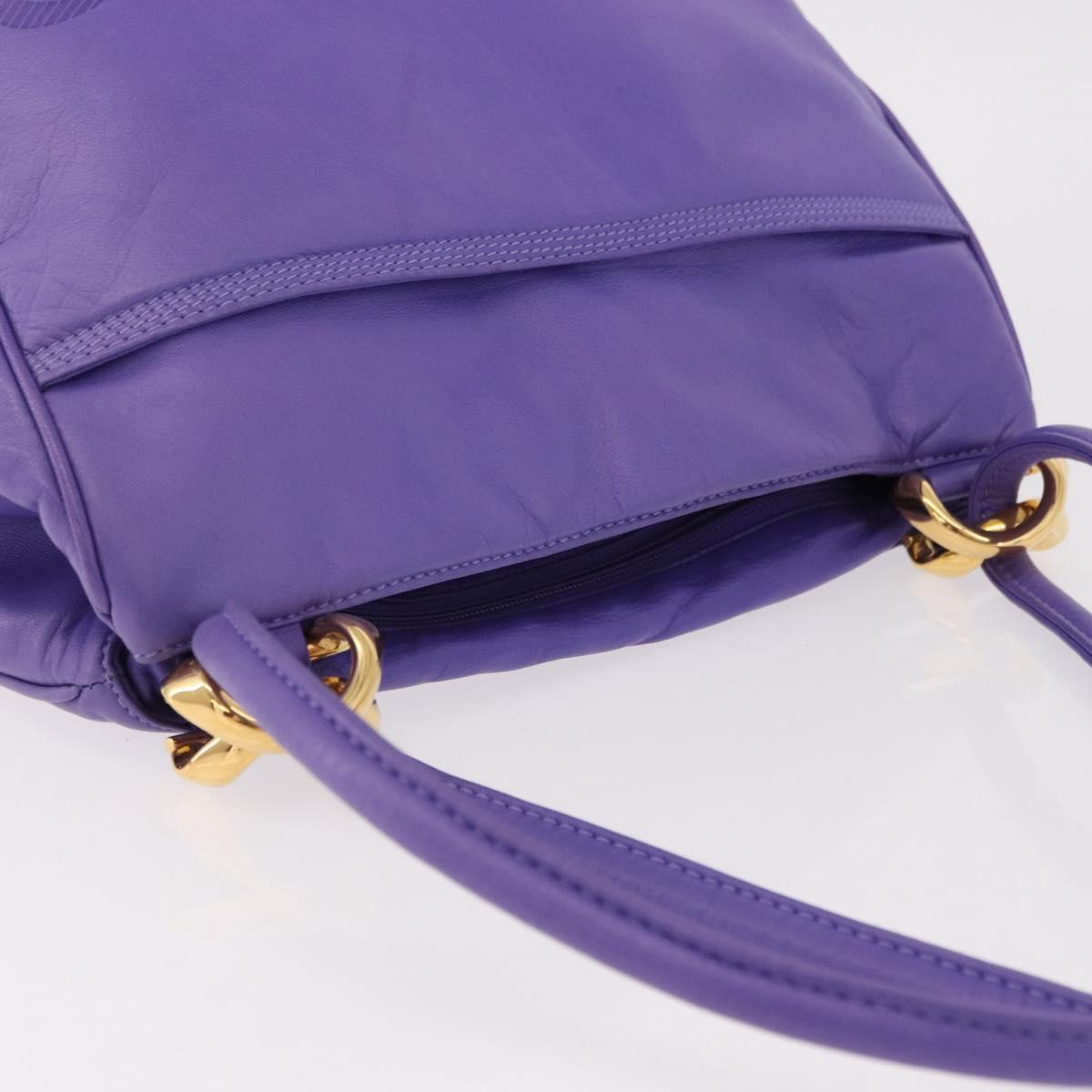 LOEWE Shoulder Bag Leather Purple Gold Auth 190612V