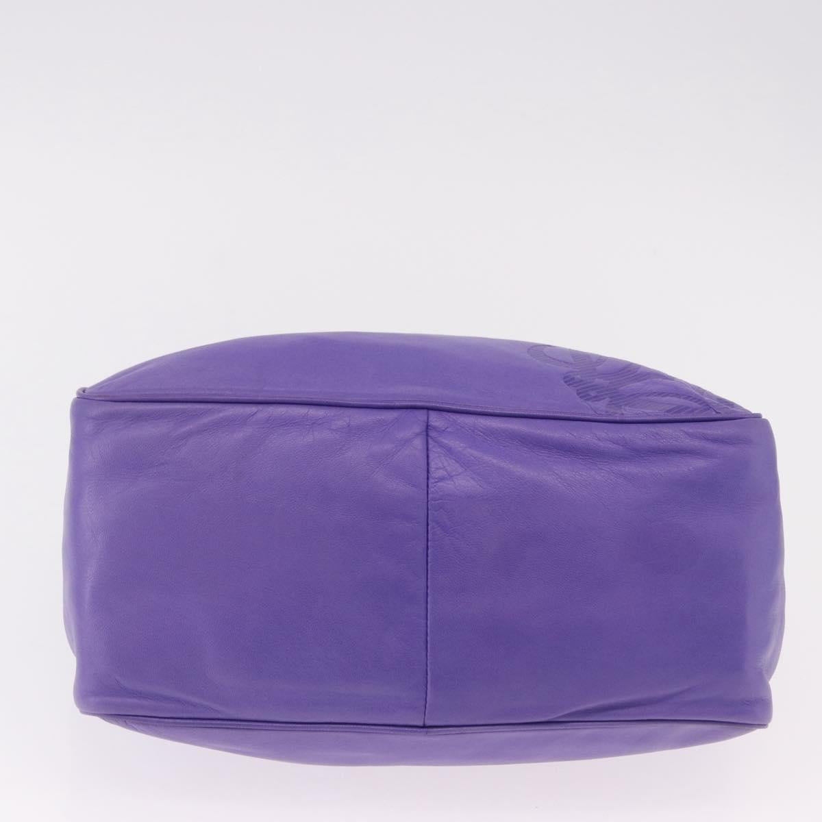 LOEWE Shoulder Bag Leather Purple Gold Auth 190612V